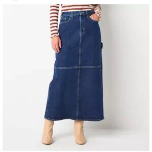NWT-A.n.a Womens High-Rise Denim Wrap Skirt Size 12 classic Maxi/midi